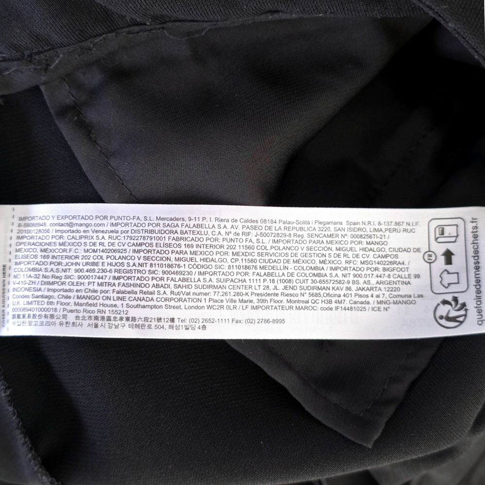 NWT Mango Women's Wide leg Suit Trousers Black Size 12 Professional Mid Rise - Picture 15 of 16